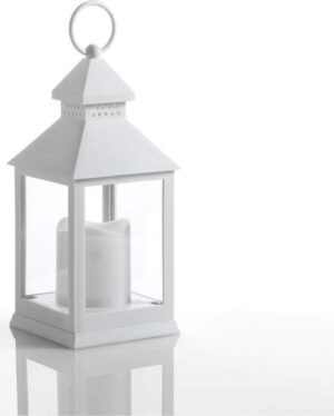 Malá bílá dekorativní LED lucerna vhodná do exteriéru Tomasucci Lante. Cvičení