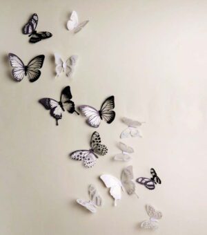 Sada 18 adhezivních 3D samolepek Ambiance Butterflies Chic. Cvičení