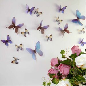 Sada 18 modrých adhezivních 3D samolepek Ambiance Butterflies. Cvičení