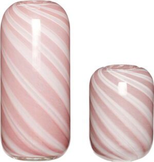 Sada 2 růžovo-bílých skleněných váz Hübsch Candy. Cvičení