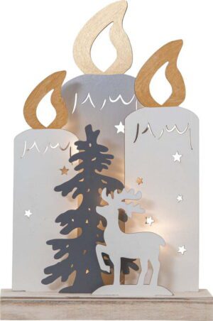 Bílá světelná dekorace s vánočním motivem Fauna – Star Trading. Cvičení