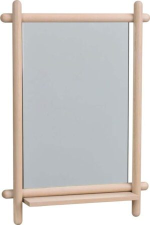 Nástěnné zrcadlo s poličkou s dřevěným rámem 52x74 cm Milford - Rowico. Cvičení