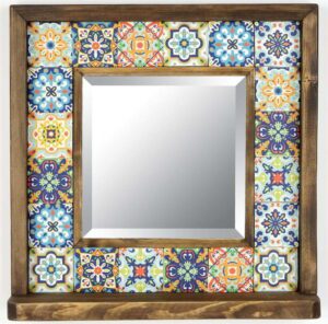 Nástěnné zrcadlo s poličkou s rámem z kamene 32.5x33 cm – Wallity. Cvičení