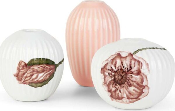 Sada 3 miniaturních porcelánových váz Kähler Design Hammershøi Poppy. Cvičení