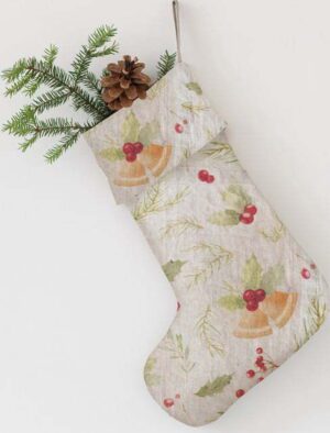 Látková vánoční punčocha Christmas Print Natural – Linen Tales. Cvičení