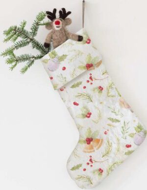 Látková vánoční punčocha Christmas Print – Linen Tales. Cvičení