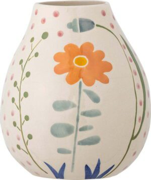 Krémová ručně malovaná váza z kameniny (výška 17 cm) Taza – Bloomingville. Cvičení