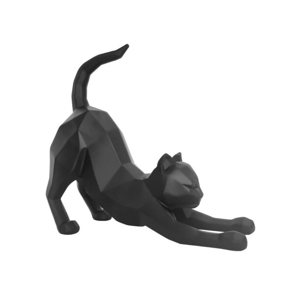 Matně černá soška PT LIVING Origami Stretching Cat